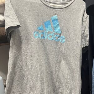 Adidas Gray Tee with Blue Logo